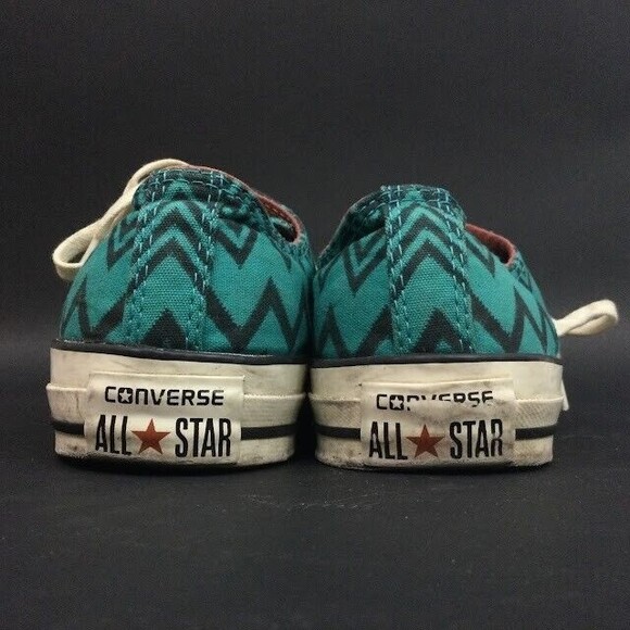 Converse All-Star - Men Sz 7.5/Women Sz 9.5-Teal Chevron Print Low Skate-146758C - Picture 3 of 8